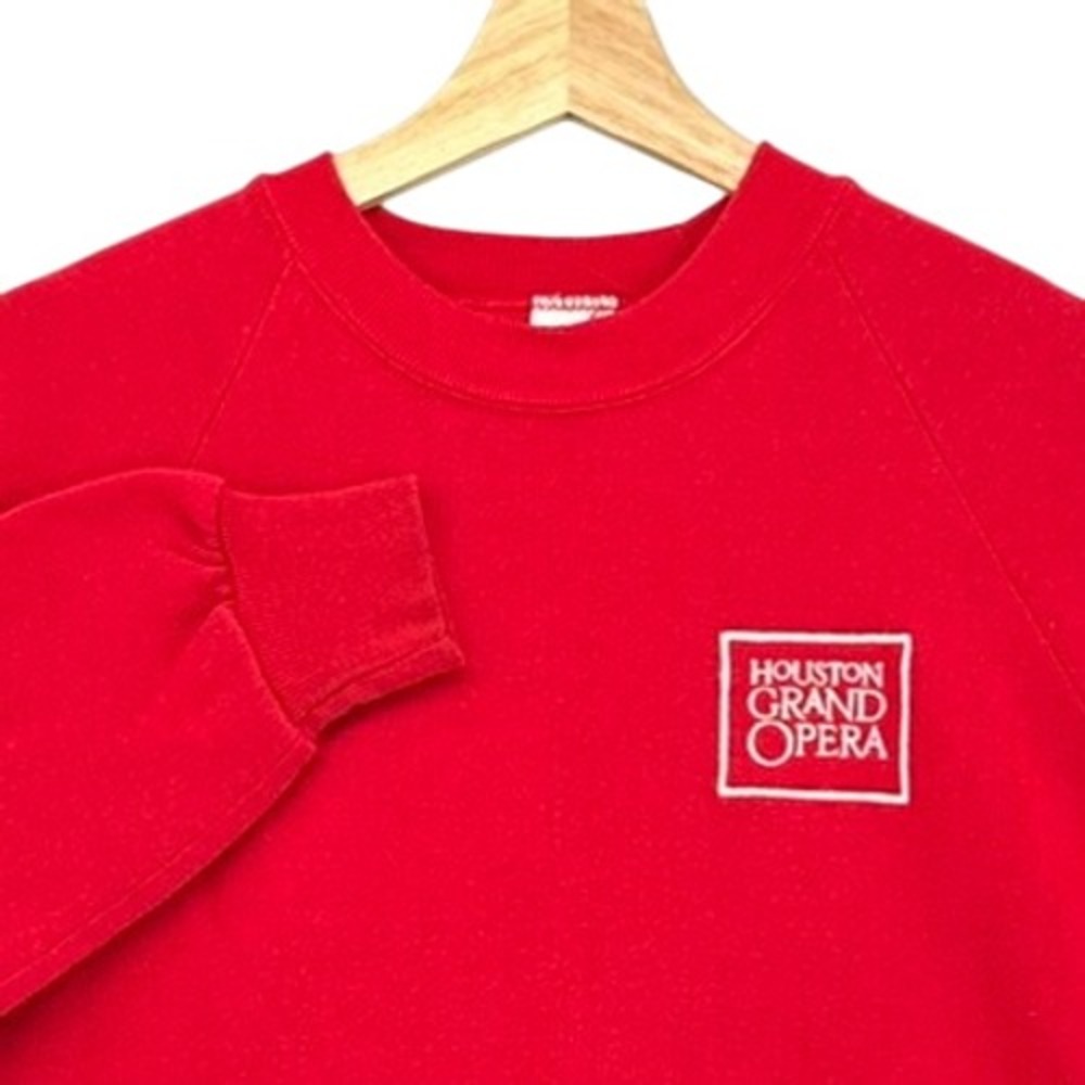 VTG Houston Grand Opera Sweatshirt Red‎ SZ L Jerzees Raglan Sleeve Made USA